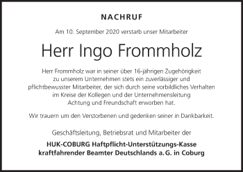 Anzeige von Ingo Frommholz von MGO
