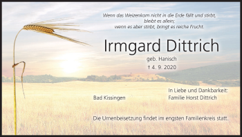 Anzeige von Irmgard Dittrich von MGO