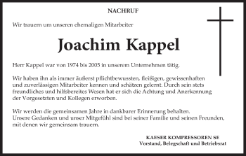 Anzeige von Joachim Kappel von MGO