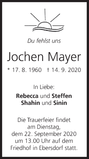 Anzeige von Jochen Mayer von MGO