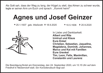 Anzeige von Josef Geinzer von MGO
