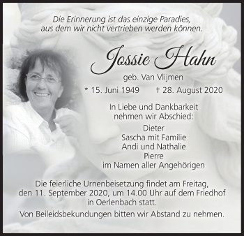 Anzeige von Jossie Hahn von MGO