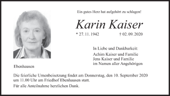 Anzeige von Karin Kaiser von MGO