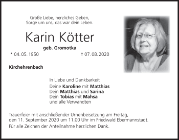 Anzeige von Karin Kötter von MGO