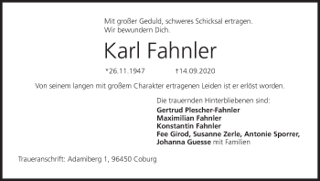 Anzeige von Karl Fahnler von MGO