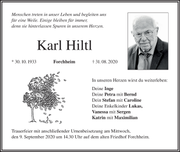Anzeige von Karl Hiltl von MGO