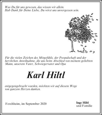 Anzeige von Karl Hiltl von MGO