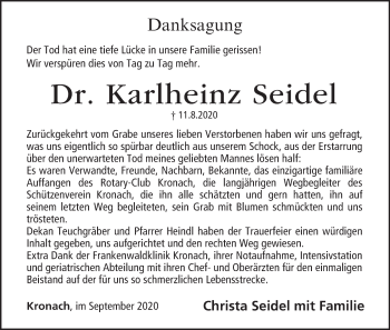 Anzeige von Karlheinz Seidel von MGO