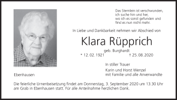 Anzeige von Klara Rüpprich von MGO
