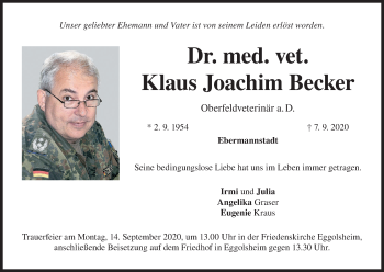 Anzeige von Klaus Joachim Becker von MGO