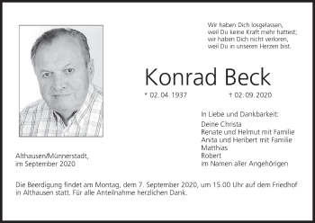Anzeige von Konrad Beck von MGO