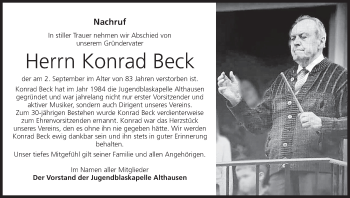 Anzeige von Konrad Beck von MGO
