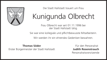 Anzeige von Kunigunda Olbrecht von MGO
