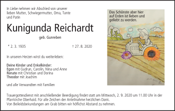 Anzeige von Kunigunda Reichardt von MGO