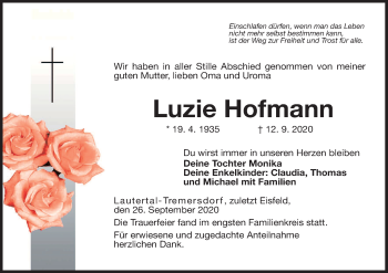 Anzeige von Luzie Hofmann von MGO