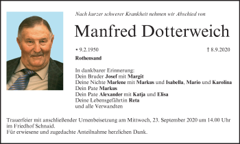 Anzeige von Manfred Dotterweich von MGO