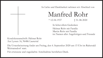 Anzeige von Manfred Rohr von MGO