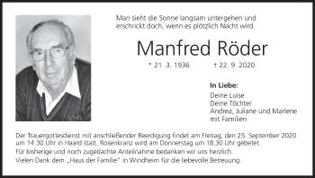 Anzeige von Manfred Röder von MGO