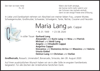 Anzeige von Maria Lang von MGO