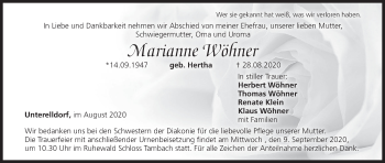 Anzeige von Marianne Wöhner von MGO