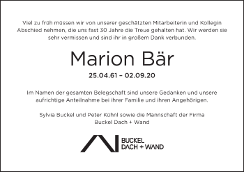 Anzeige von Marion Bär von MGO
