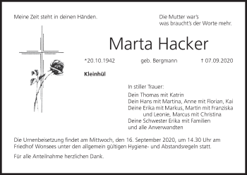 Anzeige von Marta Hacker von MGO