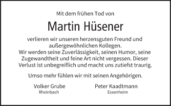 Anzeige von Martin Hüsener von MGO