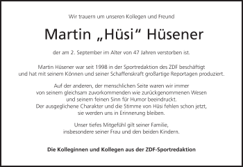 Anzeige von Martin Hüsener von MGO