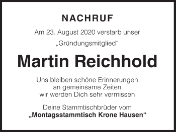 Anzeige von Martin Reichhold von MGO