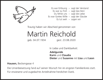 Anzeige von Martin Reichold von MGO
