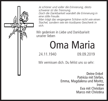 Anzeige von Oma Maria  von MGO