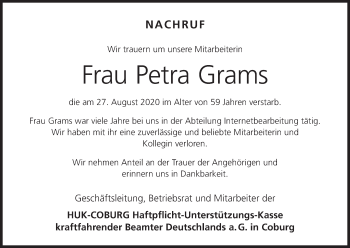 Anzeige von Petra Grams von MGO