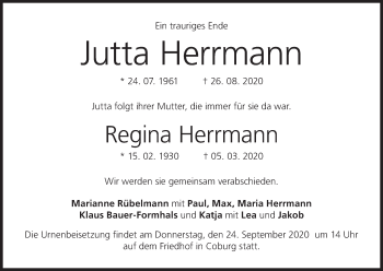 Anzeige von Regina Herrmann von MGO
