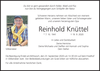 Anzeige von Reinhold Knüttel von MGO