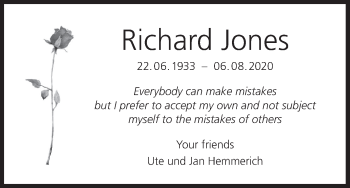 Anzeige von Richard Jones von MGO