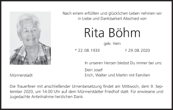 Anzeige von Rita Böhm von MGO