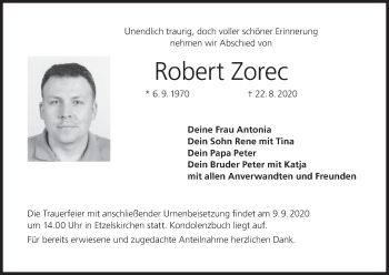 Anzeige von Robert Zorec von MGO