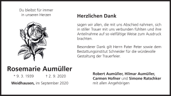 Anzeige von Rosemarie Aumüller von MGO
