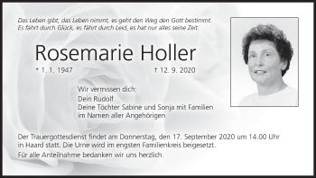 Anzeige von Rosemarie Holler von MGO