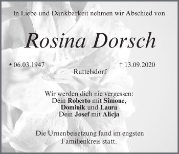 Anzeige von Rosina Dorsch von MGO