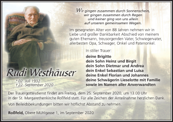 Anzeige von Rudi Westhäuser von MGO