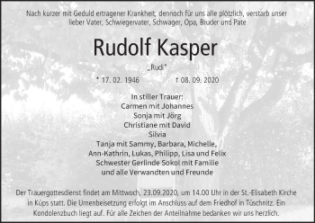 Anzeige von Rudolf Kasper von MGO
