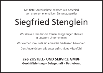 Anzeige von Siegfried Stenglein von MGO