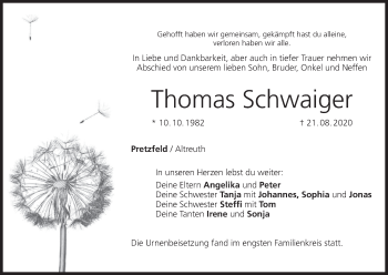 Anzeige von Thomas Schwaiger von MGO