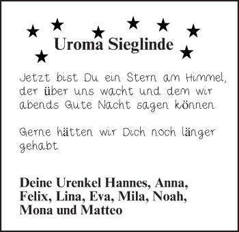 Anzeige von Uroma Sieglinde  von MGO