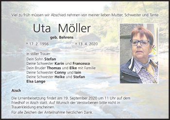 Anzeige von Uta Möller von MGO