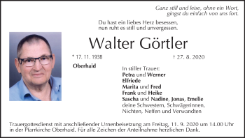 Anzeige von Walter Görtler von MGO