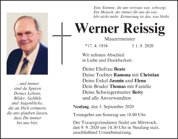 Anzeige von Werner Reissig von MGO