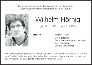 Anzeige von Wilhelm Hörnig von MGO