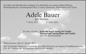 Anzeige von Adele Bauer von MGO